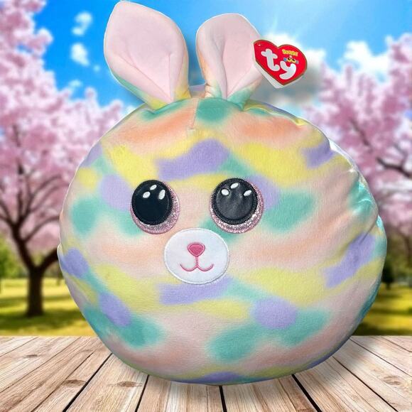 Ty Squish A Boos Plush Furry Easter Bunny Pillow Nursery Decor Baby Shower 18" - Picture 1 of 13
